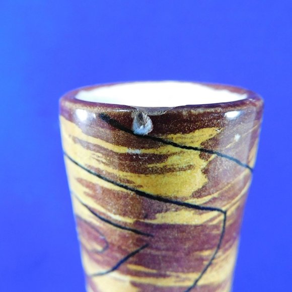 Vintage Fish Fossil Blue Vase Italy Signed Mid Century Modern 9.5" - Picture 11 of 12